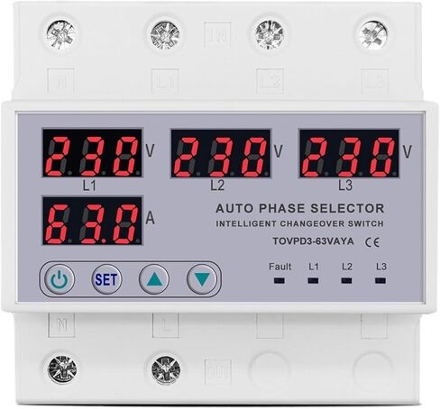 63A 3 Phase 3P+N DIN Rail Phase محدد قابلة للتعديل وتحت الجهد حماية حماية حامي مراقب الجهد in Kuwait