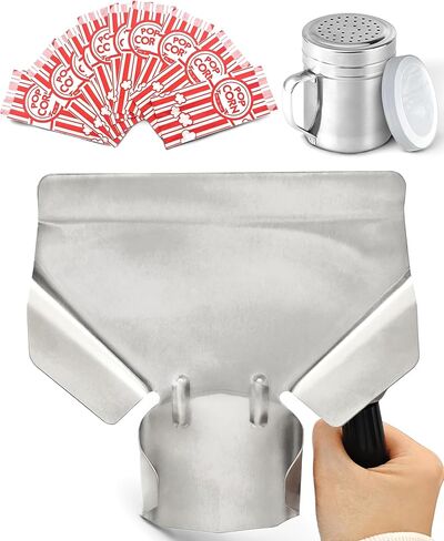 Popcorn Scoop Set with Salt Shaker & 10 Popcorn Bags, Stainless Steel Popcorn Scooper for Popcorn Machine Supplies, Popcorn Accessories Kit for Home Theater & Parties in Saudi Arabia