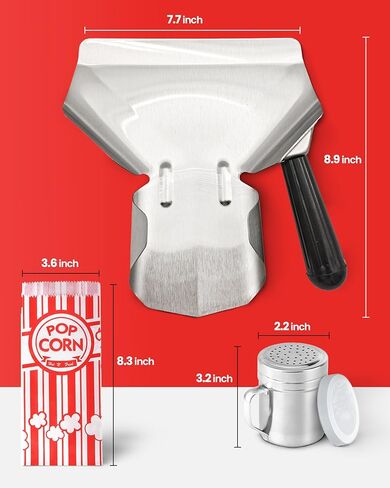 Popcorn Scoop Set with Salt Shaker & 10 Popcorn Bags, Stainless Steel Popcorn Scooper for Popcorn Machine Supplies, Popcorn Accessories Kit for Home Theater & Parties in Saudi Arabia