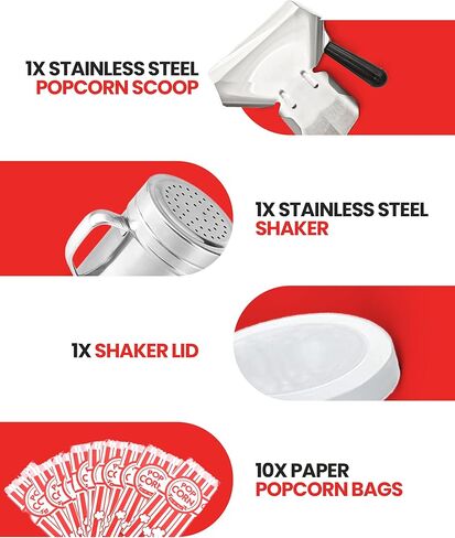 Popcorn Scoop Set with Salt Shaker & 10 Popcorn Bags, Stainless Steel Popcorn Scooper for Popcorn Machine Supplies, Popcorn Accessories Kit for Home Theater & Parties in Saudi Arabia