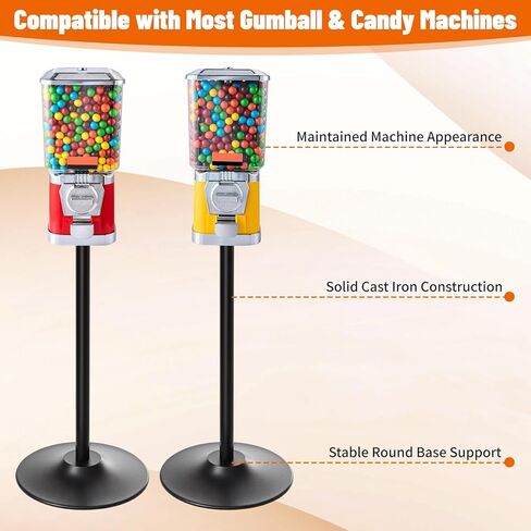 حامل معدني فردي من Maxdot لآلة Gumball، حلوى الفشار، الحديد الزهر بطول 28 بوصة مع قاعدة مستديرة 17 بوصة متوافقة مع جزء استبدال آلات الكبسولة الصغيرة، فضي فقط الحامل in Kuwait