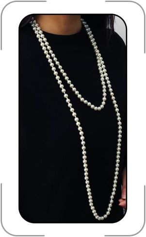 Long Pearl Necklaces for Women 70" Pearl Necklace Chunky Bead Layered Pearl Necklace Faux Pearl Dangle Necklace Wedding Bridal 1920s Gatsby Costume Jewelry Gifts in Kuwait