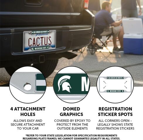 Desert Cactus Michigan State University License Plate Frame Spartans MSU Holder for Front or Back of Car Metal Car Tag Holder Officially Licensed (Slogan 2) in Saudi Arabia
