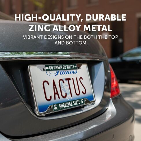 Desert Cactus Michigan State University License Plate Frame Spartans MSU Holder for Front or Back of Car Metal Car Tag Holder Officially Licensed (Slogan 2) in Saudi Arabia