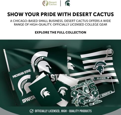 Desert Cactus Michigan State University License Plate Frame Spartans MSU Holder for Front or Back of Car Metal Car Tag Holder Officially Licensed (Slogan 2) in Saudi Arabia