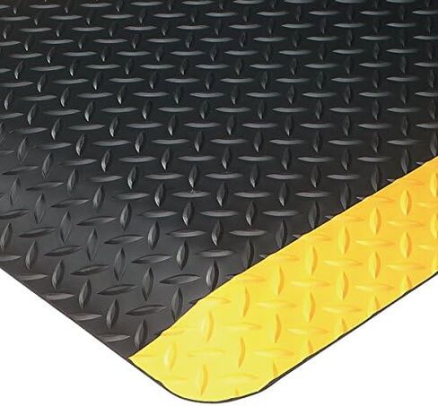 Ultrasoft Diamond Plate Yellow Safety Border 2' x 3 Anti-Fatigue Mat - 9/16" Thickness in Kuwait