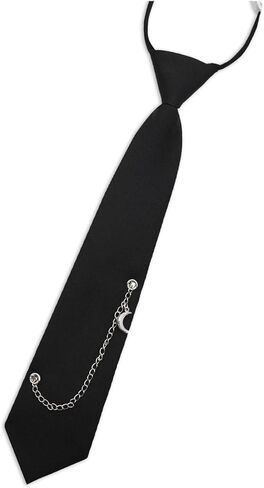 Black Ties For Women Men, Punk Metal Chain Adjustable Pre-Tied Necktie for Uniform School Wedding Party Birthday in Kuwait