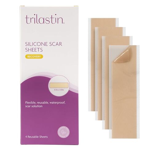 أوراق ندبات السيليكون تريلاستين للقسم القيصري - شرائط ندبات سيليكون طويلة جدًا من الدرجة الطبية للندبات الجراحية والجُدرات - أوراق ندبات سيليكون مقاومة للماء قابلة لإعادة الاستخدام (4 قطع) in Kuwait