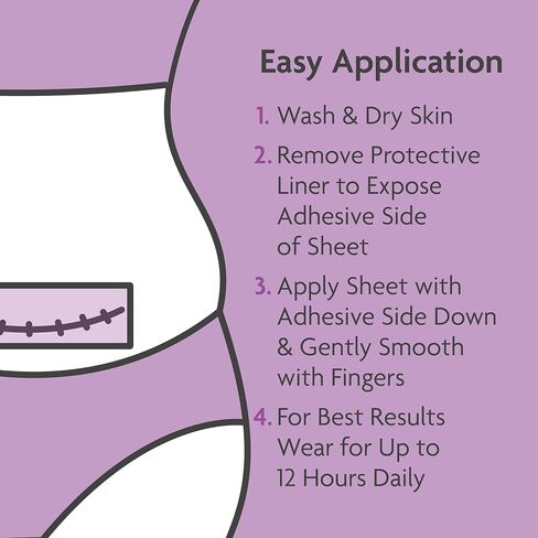 أوراق ندبات السيليكون تريلاستين للقسم القيصري - شرائط ندبات سيليكون طويلة جدًا من الدرجة الطبية للندبات الجراحية والجُدرات - أوراق ندبات سيليكون مقاومة للماء قابلة لإعادة الاستخدام (4 قطع) in Kuwait