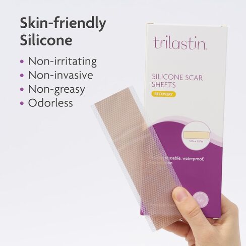 أوراق ندبات السيليكون تريلاستين للقسم القيصري - شرائط ندبات سيليكون طويلة جدًا من الدرجة الطبية للندبات الجراحية والجُدرات - أوراق ندبات سيليكون مقاومة للماء قابلة لإعادة الاستخدام (4 قطع) in Kuwait