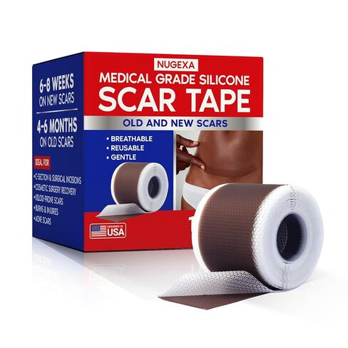 Silicone Scar Tape – Medical Grade, Reusable 118" Roll for Surgery, C-Section, Keloids & Burn Scars – Natural Blend for Medium Skin Tones (Medium/Light Brown) in Saudi Arabia
