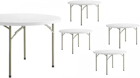 Pack 5! 4' Folding Table Round Folding Table 48 Inch Kitchen Table Foldable Table Folding Desk Folding Card Tables For Adults Round Card Table 4 Foot Folding Tables Portable Bar Table For Party in Kuwait