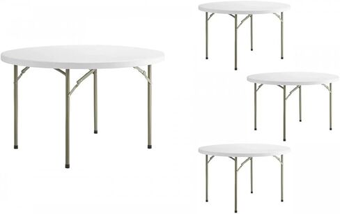Pack 4! 4' Folding Table Round Folding Table 48 Inch Kitchen Table Foldable Table Folding Desk Folding Card Tables For Adults Round Card Table 4 Foot Folding Tables Portable Bar Table For Party in Kuwait