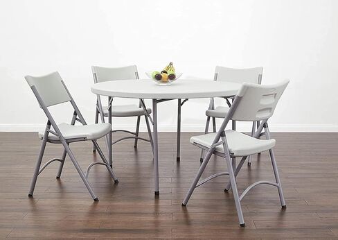 Pack 2! 48" White Foldable Table Round Folding Table Folding Tables 4ft Lightweight Portable Bar Table for Party Folding Banquet Granite Outdoor Table Plastic Folding Tables 4 Foot in Kuwait