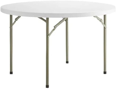 Pack 10! 48" White Foldable Table Round Folding Table Folding Tables 4ft Lightweight Portable Bar Table for Party Folding Banquet Granite Outdoor Table Plastic Folding Tables 4 Foot in Kuwait