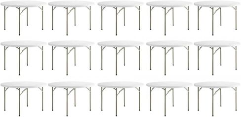 Pack 15! 4' Folding Table Round Folding Table 48 Inch Kitchen Table Foldable Table Folding Desk Folding Card Tables For Adults Round Card Table 4 Foot Folding Tables Portable Bar Table For Party in Kuwait