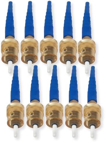 Corning 95-200-51 Pack of 25 UniCam Connectors, ST Compatible; Single-Mode OS2 Pretium Fiber Optic Connector; Amber Housing, Blue Boot; Field-Installable; Corning Logo in Kuwait