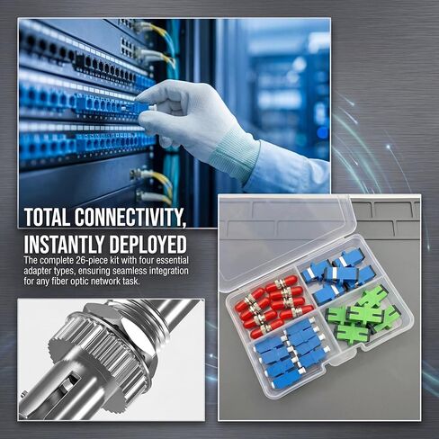 طقم قارنات الألياف مع حافظة صلبة، قارنات معدنية ST/ST، LC UPC، SC UPC/SC APC محولات الألياف الضوئية البسيطة، طقم اقتران موصل الألياف لـ Te Sting، تركيب شبكة الصيانة in Kuwait