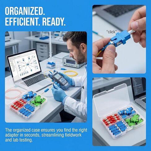 طقم قارنات الألياف مع حافظة صلبة، قارنات معدنية ST/ST، LC UPC، SC UPC/SC APC محولات الألياف الضوئية البسيطة، طقم اقتران موصل الألياف لـ Te Sting، تركيب شبكة الصيانة in Kuwait