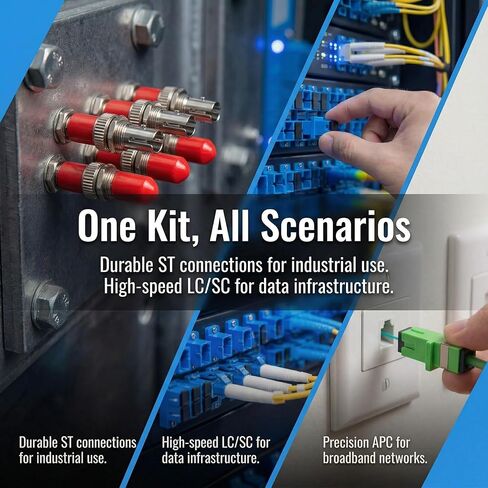 طقم قارنات الألياف مع حافظة صلبة، قارنات معدنية ST/ST، LC UPC، SC UPC/SC APC محولات الألياف الضوئية البسيطة، طقم اقتران موصل الألياف لـ Te Sting، تركيب شبكة الصيانة in Kuwait