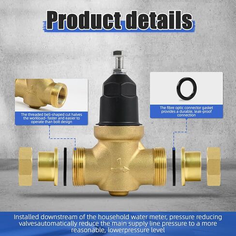 صمام تخفيض ضغط المياه 1 بوصة NR3XLDU، 1 بوصة NR3XL مع وصلة FNPT مزدوجة الاتحاد، للاستخدام المنزلي والتجاري، منظم للاستخدام المنزلي، مصفاة مدمجة، 1-NR3XLDU قابلة للتعديل 15-75 رطل لكل بوصة مربعة in Kuwait