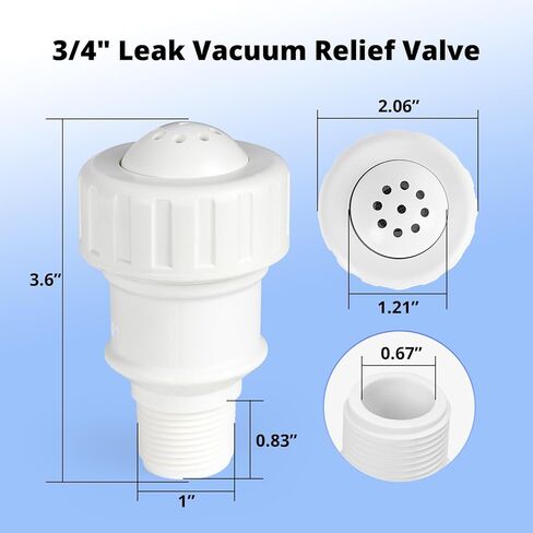 3/4" Vacuum Relief Valve Pool Solar Panels Compatible for Heliocol and Sunstar Panels, PVC Vacuum Relief Valve Fit for Heliocol Solar Swimming Pool Heating Systems (White) in Kuwait