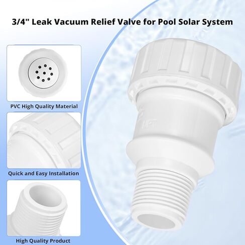 3/4" Vacuum Relief Valve Pool Solar Panels Compatible for Heliocol and Sunstar Panels, PVC Vacuum Relief Valve Fit for Heliocol Solar Swimming Pool Heating Systems (White) in Kuwait