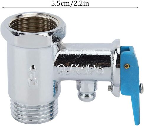 0.8Mpa G1/2" Electric Water Heater Valve,Thickening Durable Brass Pressure Relief Check Valve with Blue Handle 2.2In in Kuwait
