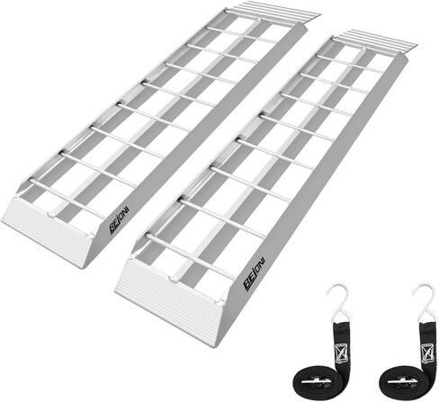 BEJONI 85 "L Tri-Fold Snowmobile Ramp ، منحدرات تحميل الألمنيوم في جميع أنحاء الواسعة ، 1600 رطل ، منحدر ATV شاقًا لشاحنة بيك آب ، مقطورة ، UTVs ، جزازات الحديقة ، جرارات الحديقة ، الدراجات النارية ، الدراجات الأوساخ in Kuwait