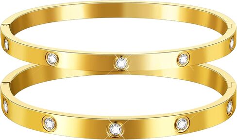 Howoo Gold Bracelets for Women 14K Gold Bangle Zirconia Tennis Link Bracelet Mesh Bracelets Watch Band Chains Wristband Jewelry Set in Kuwait