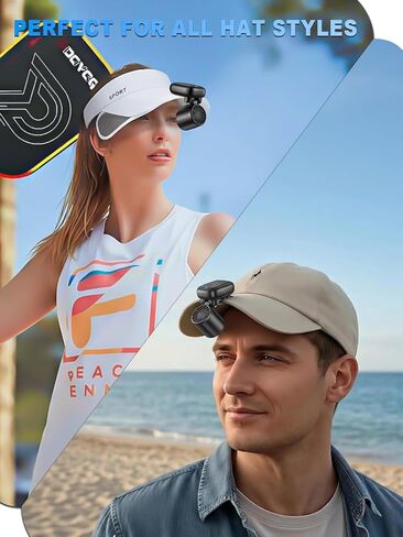 Clip-On Hat Fan with 3 Gear, Super-Mini Portable Handheld Fan, Only 0.13lb, Foldable Personal Fans Rechargeable, Face Cooling Fan for Baseball Cap, Visor Hat, Travel, Sports, Outdoor - Black in Kuwait