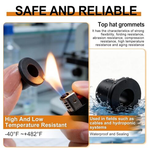 mankk 65PCS Top Hat Rubber Grommets Kit 5 Size (13/16" 1/4" 5/16" 3/8" 1/2") Drill Hole Firewall Silicone Plug T-Type Hole Grommet for Protecting Cable Wire in Saudi Arabia
