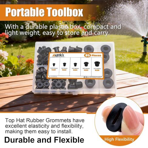 mankk 65PCS Top Hat Rubber Grommets Kit 5 Size (13/16" 1/4" 5/16" 3/8" 1/2") Drill Hole Firewall Silicone Plug T-Type Hole Grommet for Protecting Cable Wire in Saudi Arabia