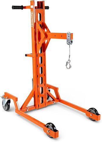 Superhandy Portable Hydraulic Crane Lift, Tool-Free Disassembly, Foot Pedal Operation, 6-Inch PU Wheels with Brakes, No Power Required, for Trucks, Garages & Workshops in Kuwait