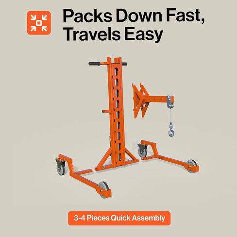 Superhandy Portable Hydraulic Crane Lift, Tool-Free Disassembly, Foot Pedal Operation, 6-Inch PU Wheels with Brakes, No Power Required, for Trucks, Garages & Workshops in Kuwait