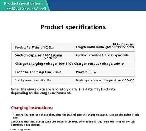 Electric LED Display Front Maintenance Vacuum Suction Cup, 66lbs Load Capacity, Rechargeable Handheld Suction Lifter for LED Display, Curved Screen, Floor Tile, and COB Module Maintenance in Saudi Arabia