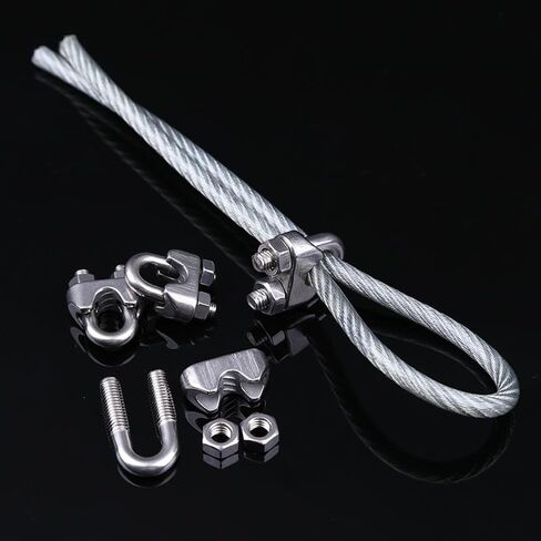 10 Pieces Stainless Steel M3 M5 Cable Fastener Clamps U-Shape Wire Rope Fixing Clips with Adjustable Screw Holes 1.8 * 2.1cm/ 2.2 * 2.6cm in Saudi Arabia