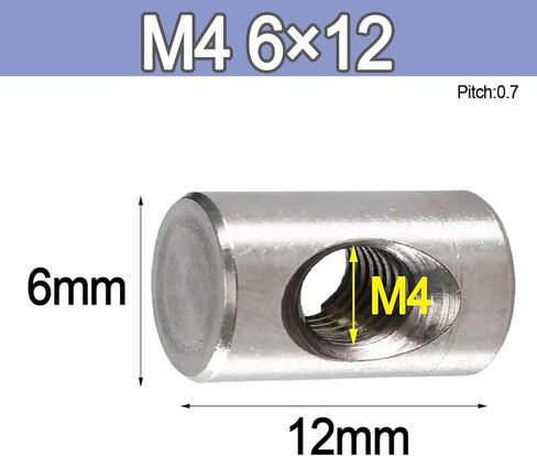 Barrel Bolts, M4 M5 M6 M8 Cylindrical Pin Dowel Cross Hole Hammer Embedded Nut for Wood Furniture(10pcs,M4 6x12) in Kuwait