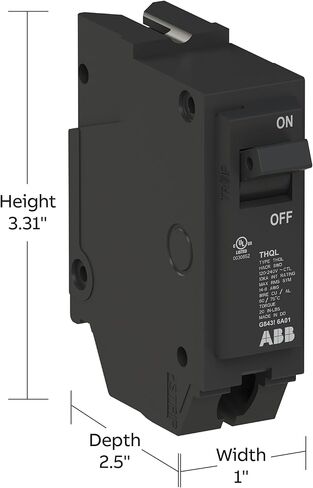 ABB Q-Line® THQL1115 Circuit Breaker • 15 Amp Single-Pole Breaker • 120/240 VAC • 10 kAIC Interrupt Rating • Thermal Magnetic Plug-On Breaker for Load Centers in Saudi Arabia