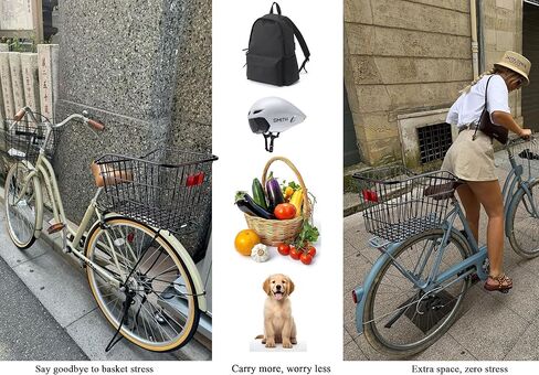 Large Rear Bike Basket - 55LB Heavy Duty Metal Cargo Crate for E-Bike and Cruiser - Anti-Rattle Iron Wire Mesh with Waterproof Cover Liner and Cargo Net - 15 x 11.5 x 10 Inches in Kuwait