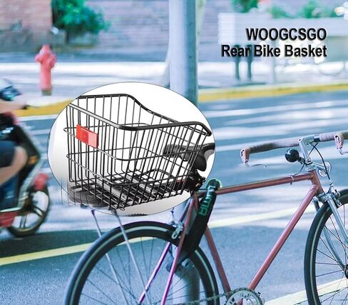 Large Rear Bike Basket - 55LB Heavy Duty Metal Cargo Crate for E-Bike and Cruiser - Anti-Rattle Iron Wire Mesh with Waterproof Cover Liner and Cargo Net - 15 x 11.5 x 10 Inches in Kuwait