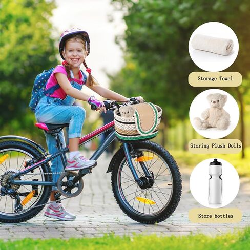 Bike Basket Fits Front Cargo for Women and Men,Cotton Rope Bike Basket Adjustable Leather Strap Bike AccessoriesFits Most Bikes, Beach Cruisers, Stationary Bikes, Ebikes, Road Bikes in Saudi Arabia