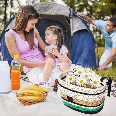 Bike Basket Fits Front Cargo for Women and Men,Cotton Rope Bike Basket Adjustable Leather Strap Bike AccessoriesFits Most Bikes, Beach Cruisers, Stationary Bikes, Ebikes, Road Bikes in Saudi Arabia
