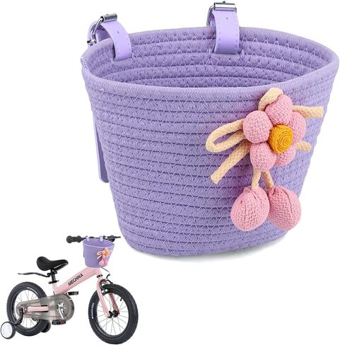 Knitting Colorful Kids Bicycle Basket, Handlebars Mount Bike Basket for Boys and Girls, Easy Install Front Bike Basket for Children's Bicycle, Tricycle in Saudi Arabia