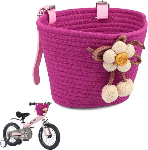 Knitting Colorful Kids Bicycle Basket, Handlebars Mount Bike Basket for Boys and Girls, Easy Install Front Bike Basket for Children's Bicycle, Tricycle in Saudi Arabia