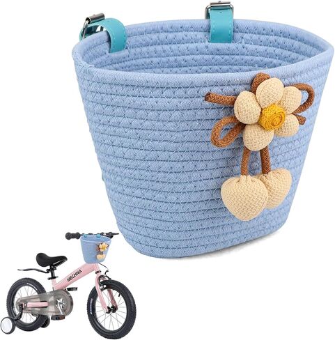 Knitting Colorful Kids Bicycle Basket, Handlebars Mount Bike Basket for Boys and Girls, Easy Install Front Bike Basket for Children's Bicycle, Tricycle in Saudi Arabia