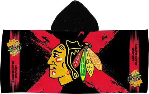 Northwest Chicago Blackhawks NHL Cross Out Youth Hooded Micro Fiber Towel 22 x 51 Inches in Saudi Arabia