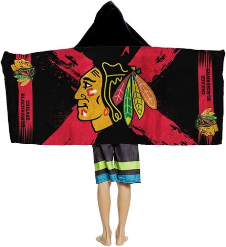 Northwest Chicago Blackhawks NHL Cross Out Youth Hooded Micro Fiber Towel 22 x 51 Inches in Saudi Arabia