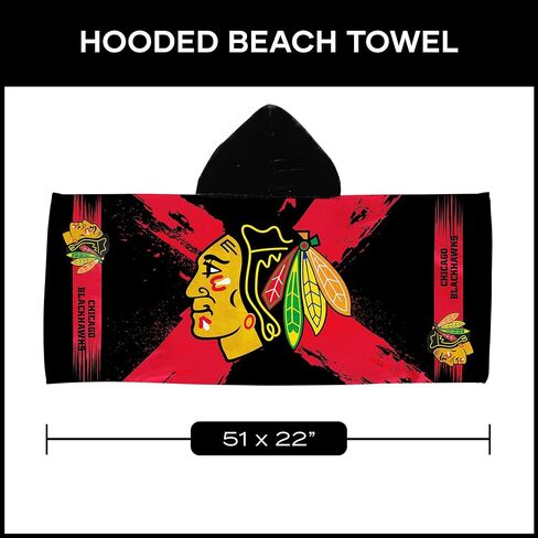 Northwest Chicago Blackhawks NHL Cross Out Youth Hooded Micro Fiber Towel 22 x 51 Inches in Saudi Arabia