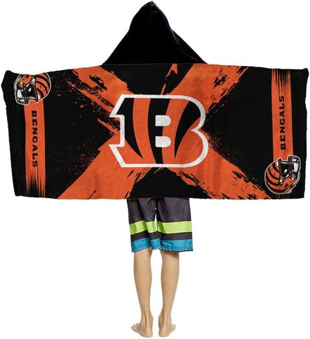 Northwest Cincinnati Bengals NFL Cross Out Youth Hooded Micro Fiber Towel 22 x 51 Inches in Saudi Arabia